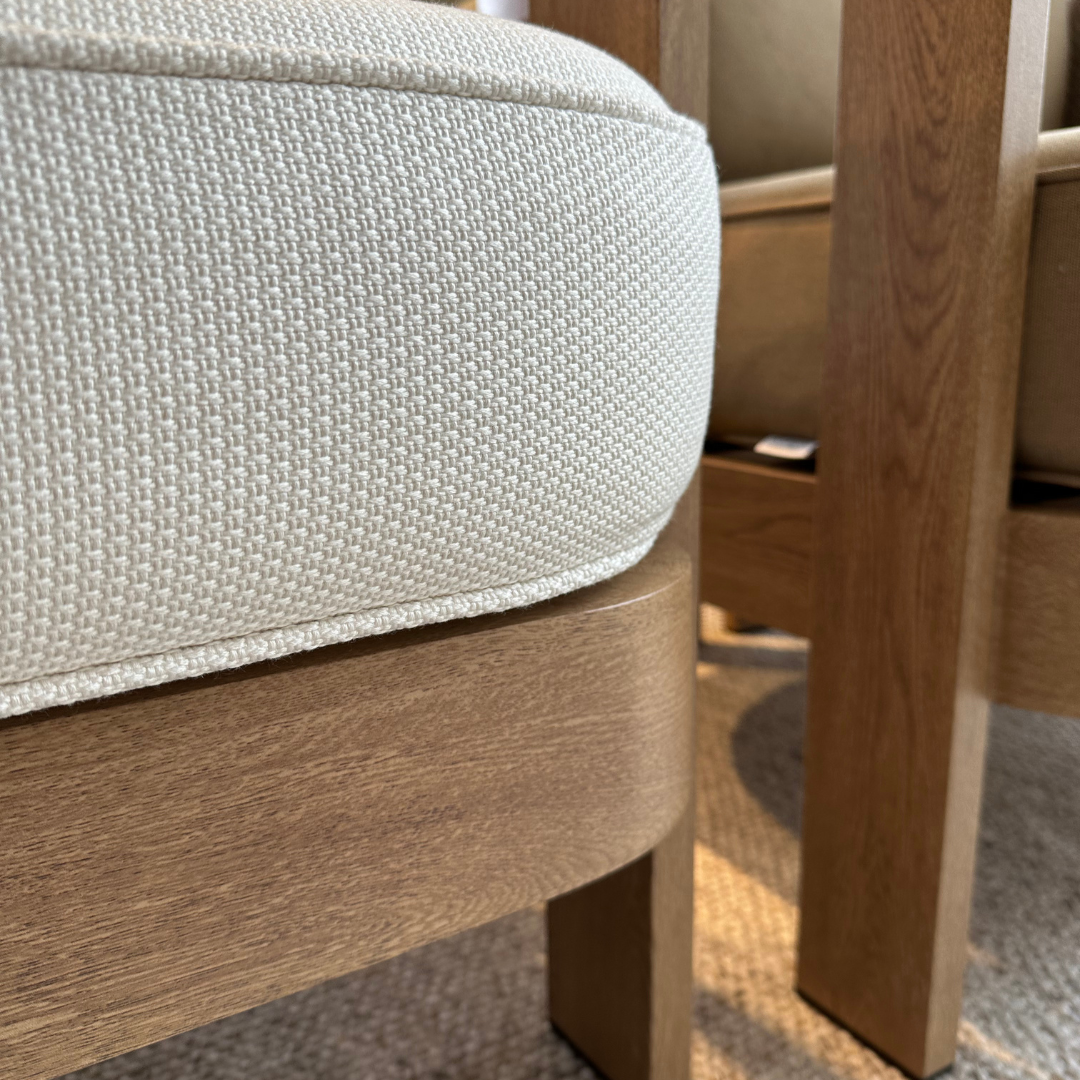 N3 Oak Three Seater Sofa Cirrus Textured Weave