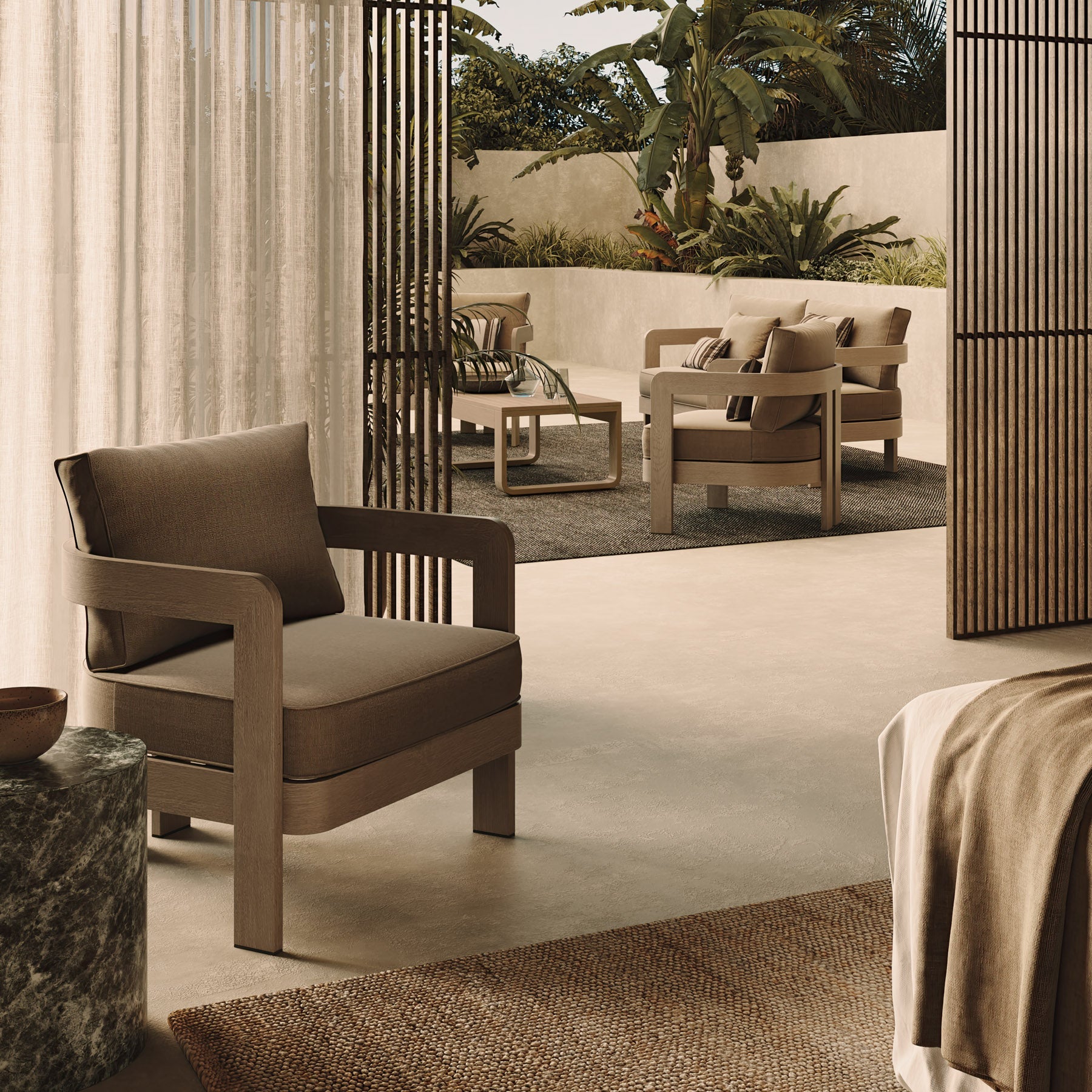 N3 Oak Lounge Chair Wheat Canvas