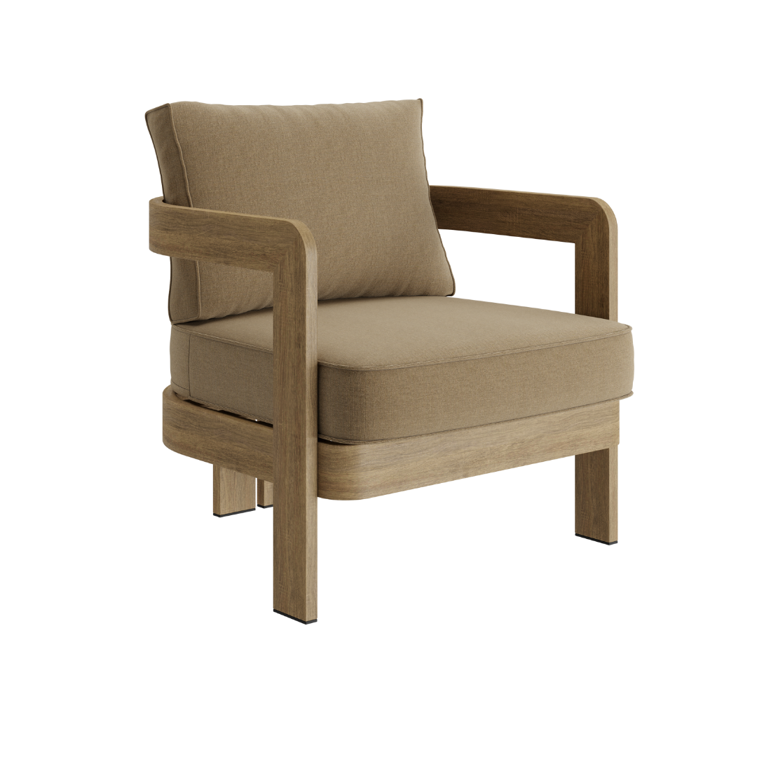 N3 Oak Lounge Chair Wheat Canvas